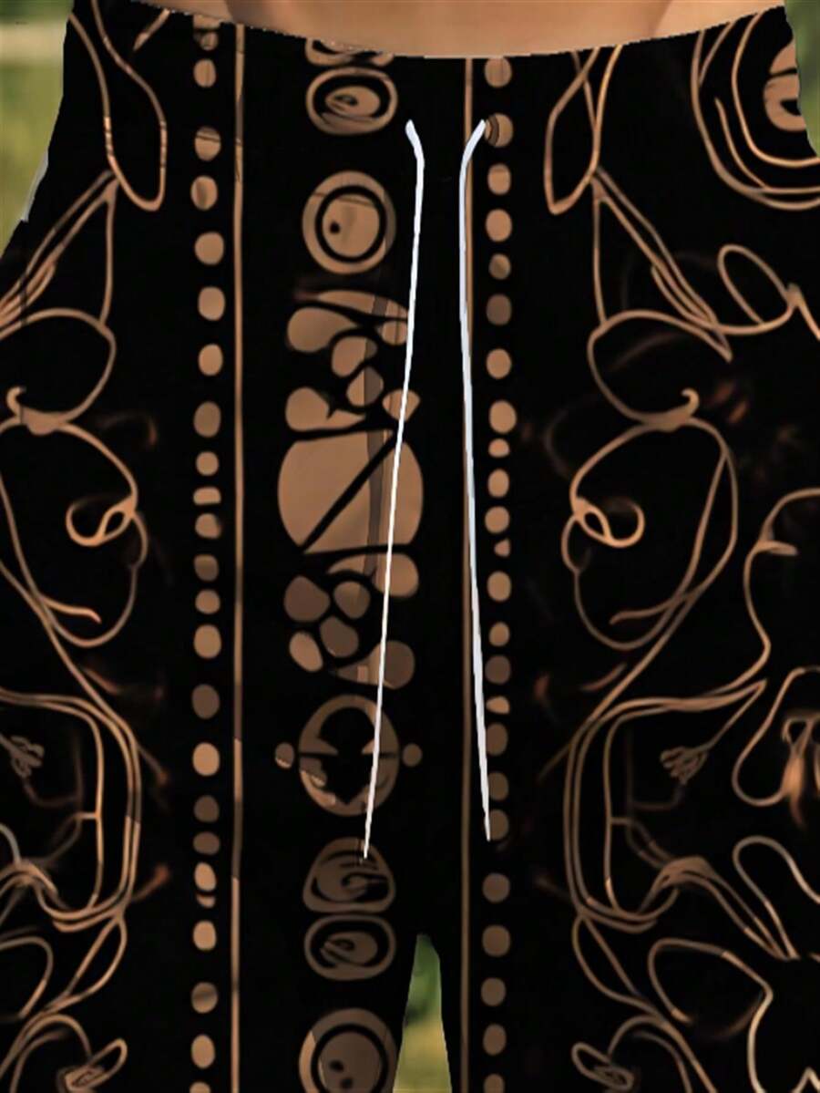 Mens Abstract Geometric Print  - مراجعة Swim Trunk Quick Dry وسعره