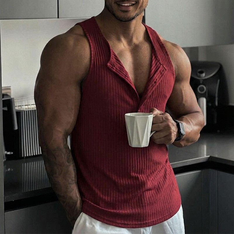 Sporty Tank Top Solid Color Cr - مراجعة Tank Top Muscle وسعره