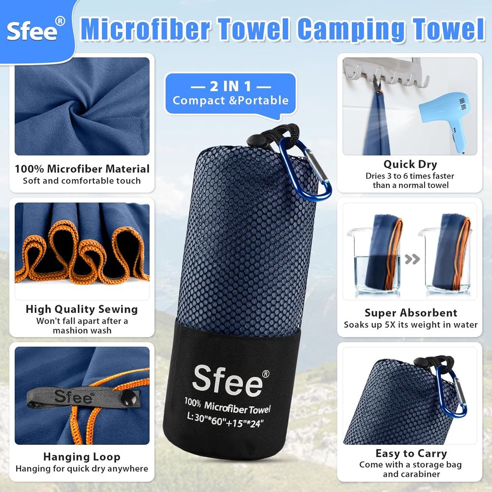 Compact Large Absorbent Travel - مراجعة Beach Towel Large وسعره
