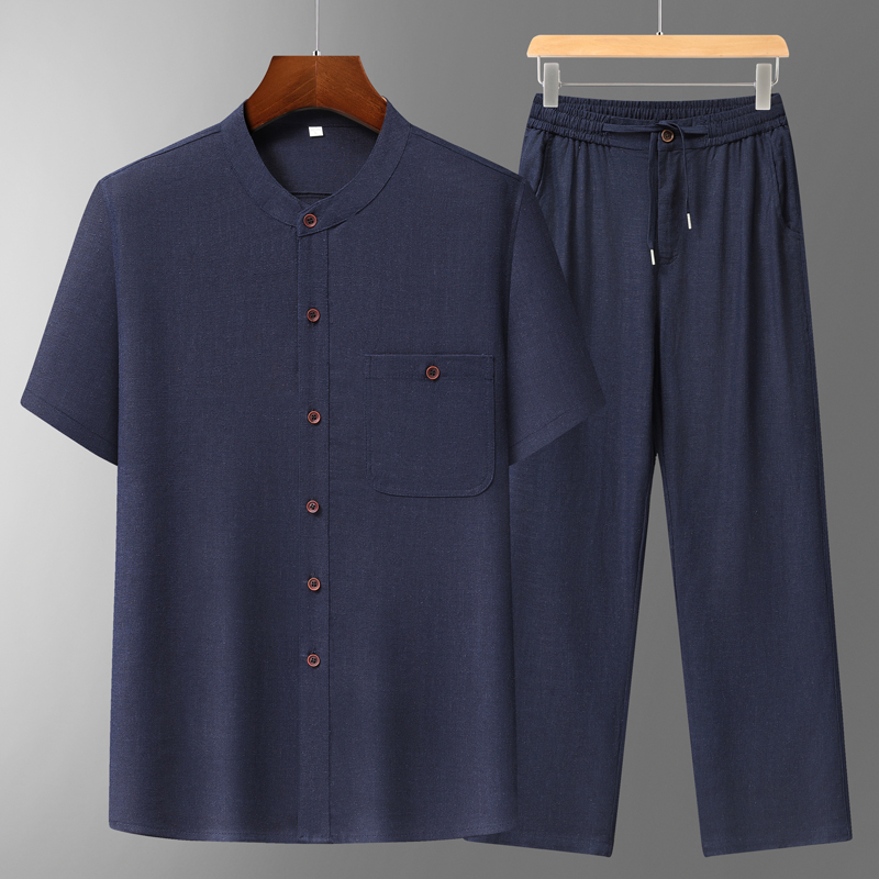 Men's Cotton Linen Tang Suit S - مراجعة Short Linen Drawstring وسعره