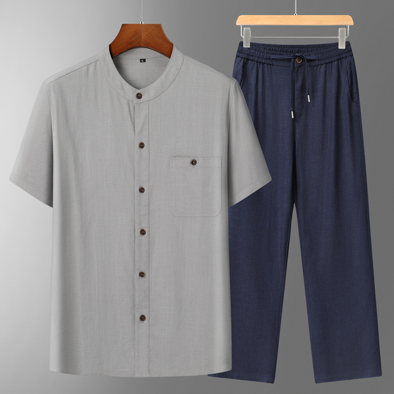 Men's Cotton Linen Tang Suit S - مراجعة Short Linen Drawstring وسعره