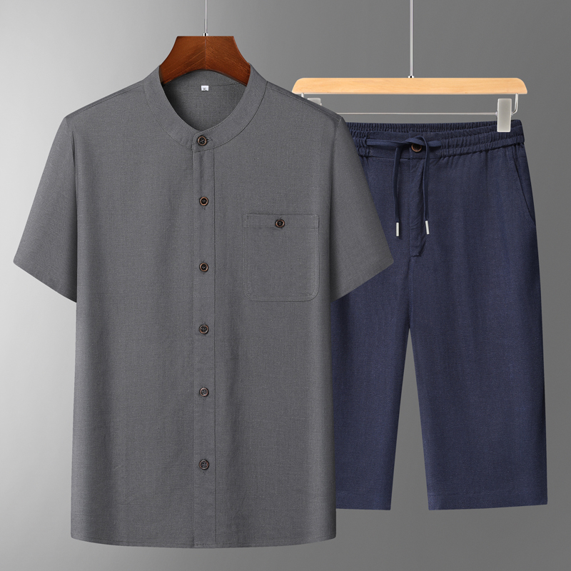 Men's Cotton Linen Tang Suit S - مراجعة Short Linen Drawstring وسعره