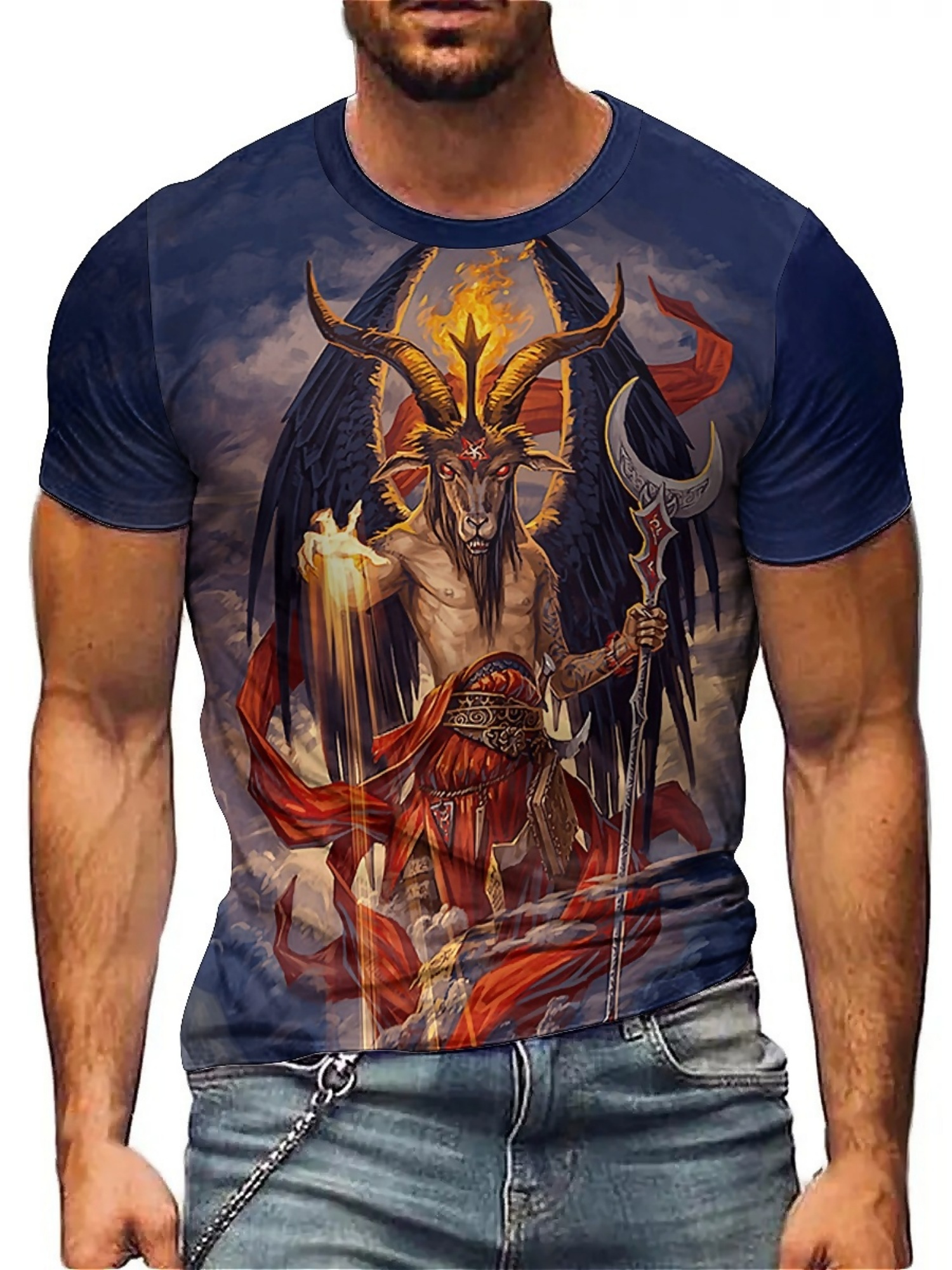 Men's 3D Demon Print T-Shirt | - مراجعة Tee Graphic Print وسعره