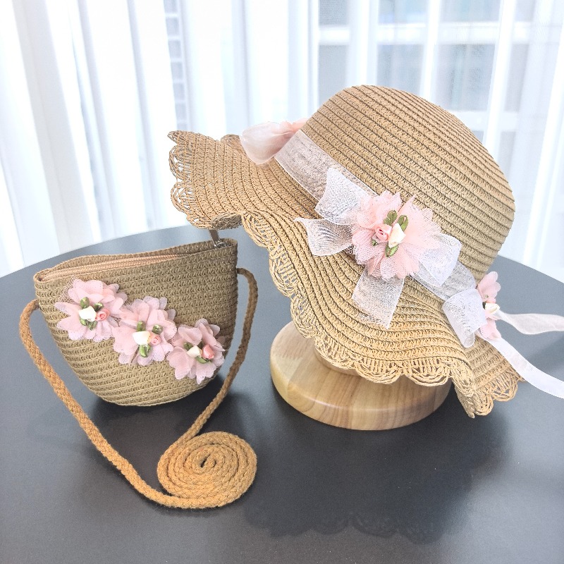 Girls 2pcs Straw Hat Solid Col - مراجعة Bucket Hat Straw وسعره